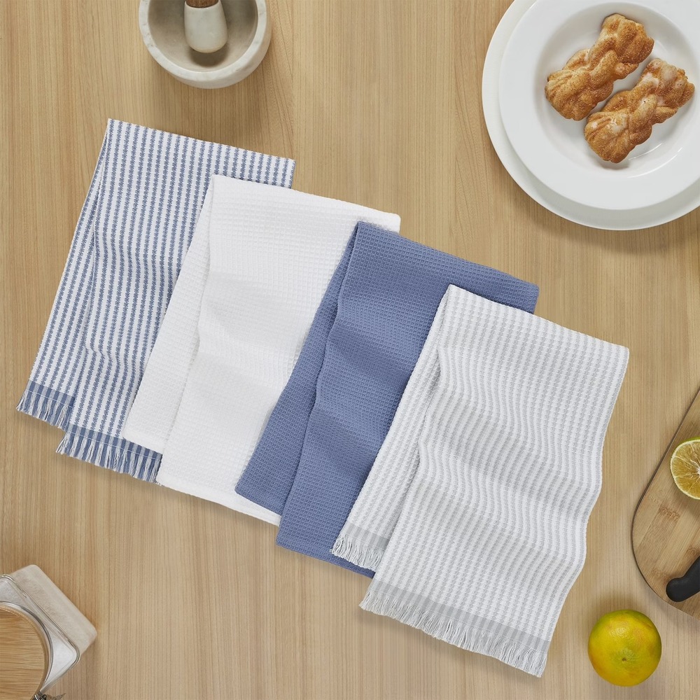 My Texas House Waffle 16x28 Cotton Kitchen Towels, 4pc, Blue White -‎ Walmart